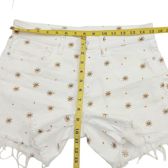 Pilcro by Anthropologie Jean Shorts Womens 27 White Cut-Off Stretch Embroidered - Picture 11 of 12
